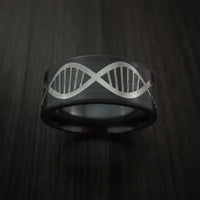 Black Zirconium Wide DNA Strand Ring Customad-Made Band Any Finish and Sizing
