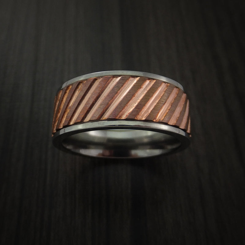Copper Inlay Spinner Unique Titanium Band Custom Made