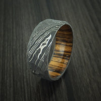 Damascus Steel Rock Hammer Ring with Bocote Wood Sleeve Custom Made