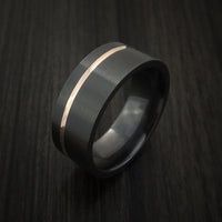 Black Titanium Ring Textured Pattern Band with Gold Inlay Made to Any Sizing and Finish