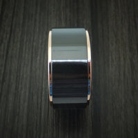 Black Titanium Ring with 14K Rose Gold Edges Custom Made Band