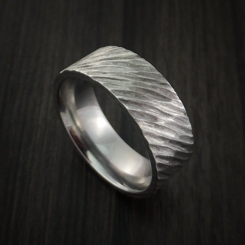 Cobalt Chrome Tree Bark Band Unique Texture Ring Made to Any Sizing and Finish 4-22