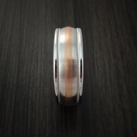 Cobalt Chrome Millgrain Ring with Rose Gold Inlay