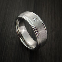 Cobalt Chrome Satin Finish Ring with a Beautiful Round Diamond