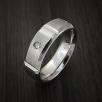 Cobalt Chrome Five Section Ring with Round Cut Diamonds Custom Made Band
