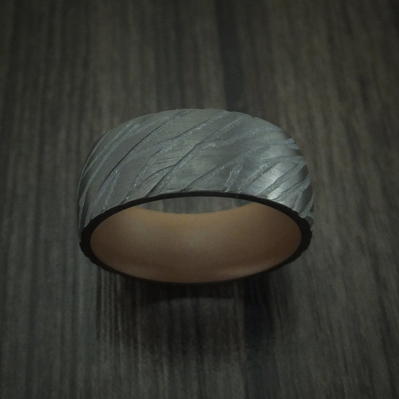 Black Titanium Ring with Copper Brown Cerakote Sleeve Custom Made Band