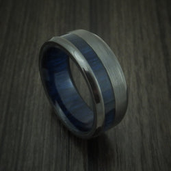 Black Titanium and Blueberry Wood Ring Custom Made Band