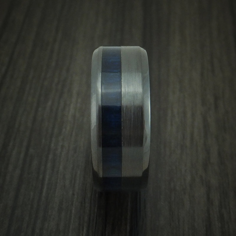 Black Zirconium and Blueberry Wood Ring Custom Made Band