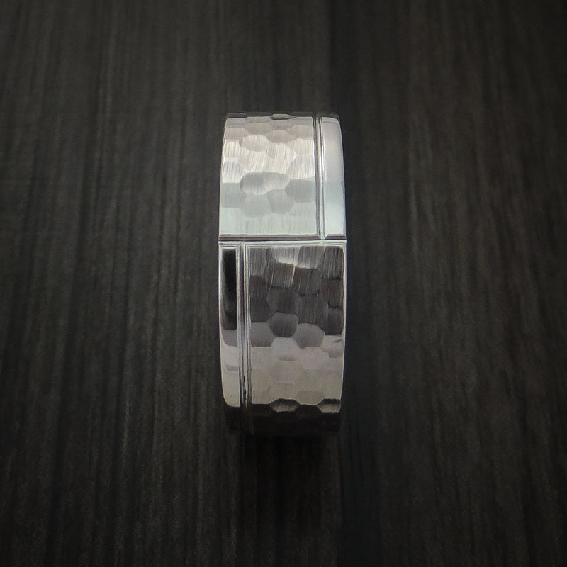 Cobalt Chrome Hammered Ring with Modern Design Custom Made Band