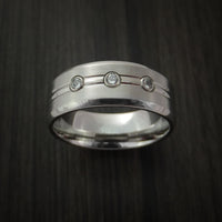 Cobalt Chrome Ring with 3 Beautiful Diamonds Custom Made Band