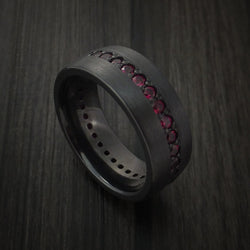 Black Titanium Eternity Band with Stunning Red Rubies