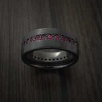 Black Titanium Eternity Band with Stunning Red Rubies