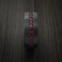 Black Titanium Eternity Band with Stunning Red Rubies