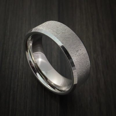 Titanium Ring with Unique Angle Stone Finish Custom Made Band