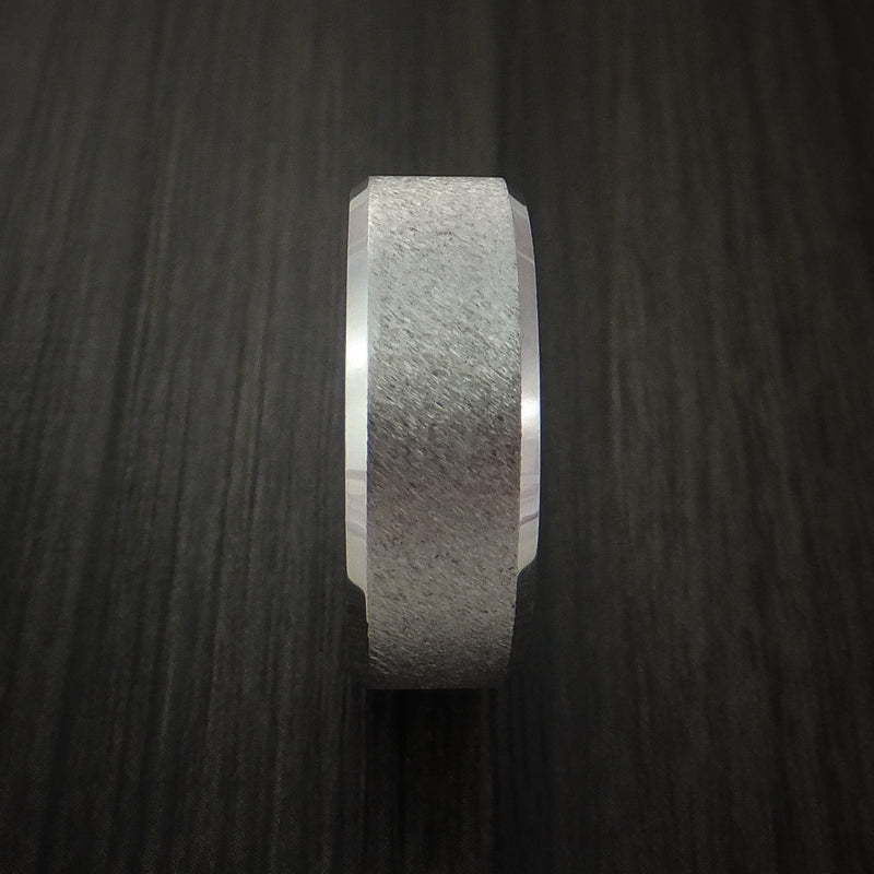 Titanium Ring with Unique Angle Stone Finish Custom Made Band