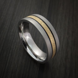 Cobalt Chrome Band with 14K Yellow Gold Florentine Inlay Custom Made Ring