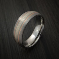 Cobalt Chrome Band with Silver Inlay and 14K Rose Gold Inlays Custom Made