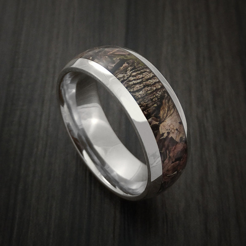 King's Camo WOODLAND SHADOW and 14K White Gold Ring Camo Style Band Made Custom