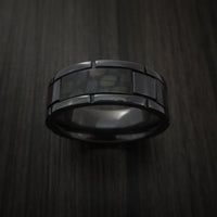 Black Titanium and Carbon Fiber Weave Pattern Ring Custom Made