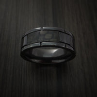 Black Zirconium and Carbon Fiber Weave Pattern Ring Custom Made