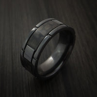 Black Titanium and Carbon Fiber Weave Pattern Ring Custom Made