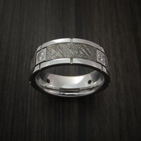 Cobalt Chrome Gibeon Meteorite Ring with Diamonds Custom Made Band