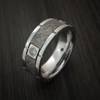 Cobalt Chrome Gibeon Meteorite Men's Ring with Diamonds Custom Made Ba ...