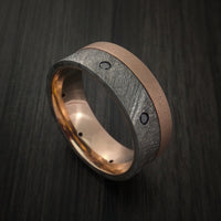 Gibeon Meteorite and Rose Gold Band with Black Diamonds