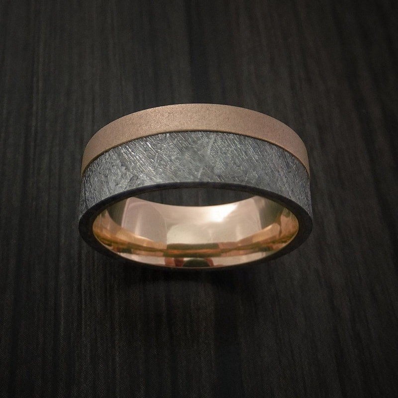 Gibeon Meteorite and 18k Rose Gold Band Custom Made