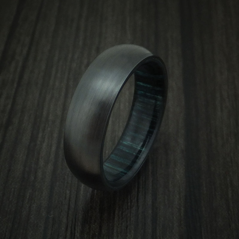 Black Zirconium and Indigo Wood Hard Wood Sleeve Ring Custom Made