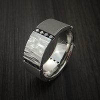 Cobalt Chrome Band with Two Tone Finish and 24 Black Diamonds