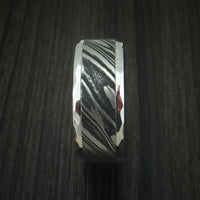 Kuro Damascus Steel in Cobalt Chrome Hammered Wedding Band Custom Made