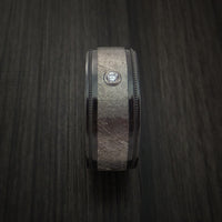 Black Zirconium and Gibeon Meteorite Ring with Diamond Custom Made Band