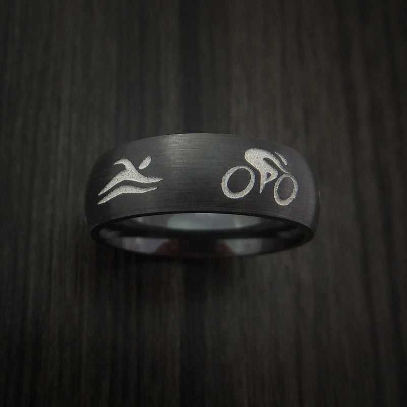 Black Titanium Triathlon Band Custom Made Ring