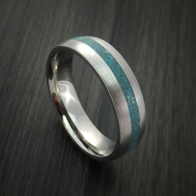 Titanium Ring with Turquoise Inlay Custom Made Band