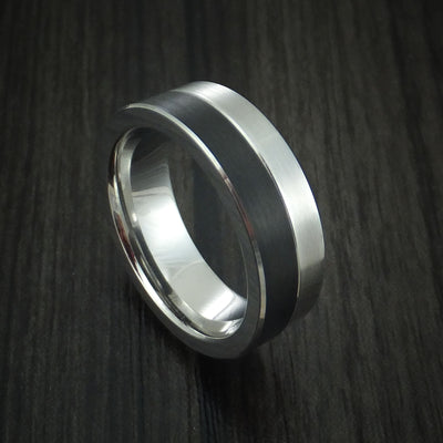 Cobalt and Black Cobalt Band Custom Made Two-Tone Ring