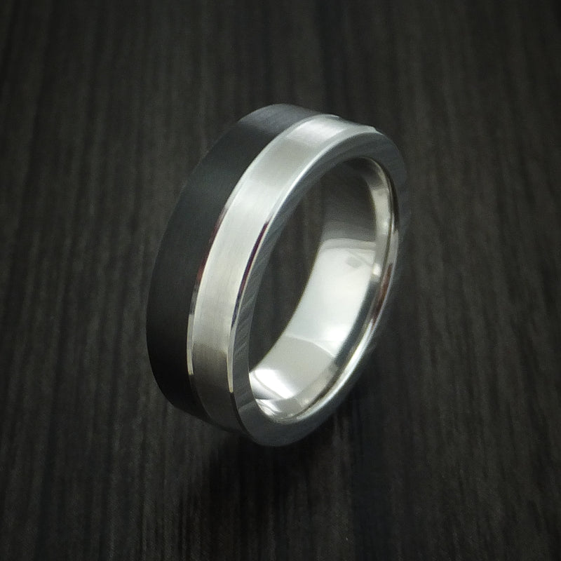 Cobalt and Black Cobalt Band Custom Made Two-Tone Ring