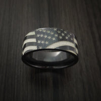 Black Titanium American Flag Custom Made United States Flag Ring