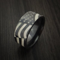 Black Titanium American Flag Custom Made United States Flag Ring