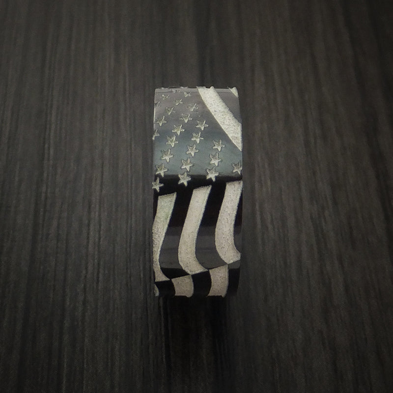 Black Zirconium American Flag Custom Made United States Flag Ring
