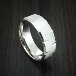 14k White Gold Wedge Cut Custom Made Band