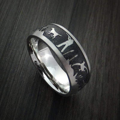 Cobalt Chrome Ring with Duck Hunter Pattern Hunters Band Custom Made