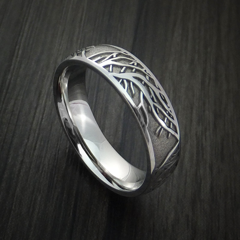 Cobalt Chrome Ring with Tree Branch Pattern Custom Made Band