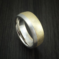 14k White and Yellow Gold Distressed Band Custom Made