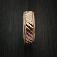 14K Rose Gold Band with Millgrain Edge and Grooved Center Custom Made