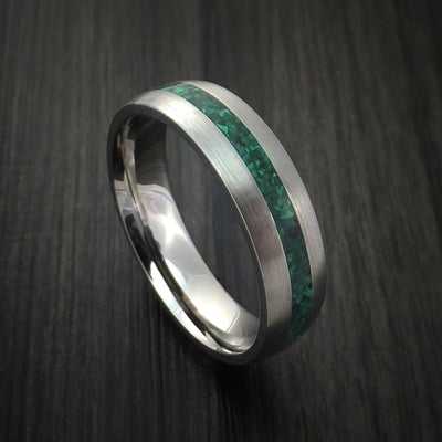 Titanium Ring with Malachite Stone Inlay Custom Made