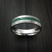 Titanium Ring with Malachite Stone Inlay Custom Made