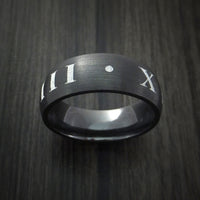 Black Zirconium Roman Numeral Ring Custom Made Band