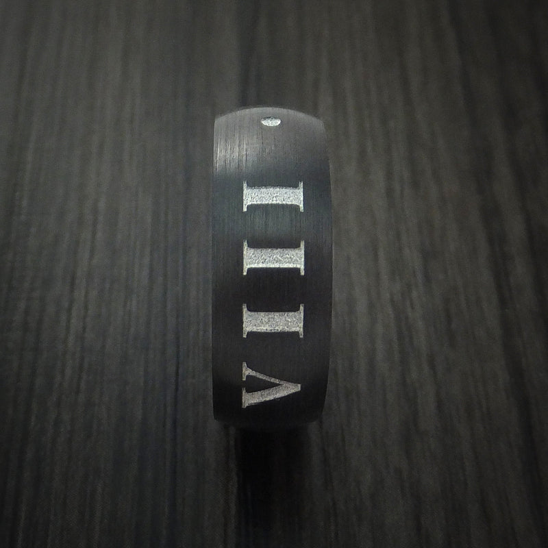 Black Titanium Roman Numeral Ring Custom Made Band