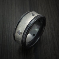 Black Titanium Ring with Titanium Inlay and Black Diamonds